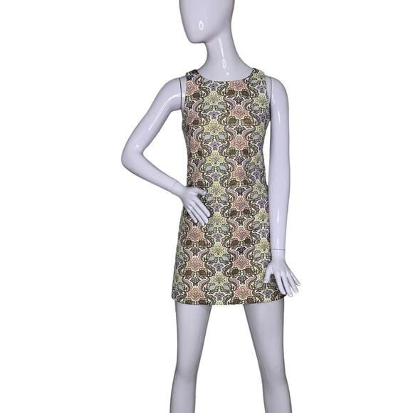 Zara Dresses & Skirts - Zara Trafaluc 60's Style Dress Embroidered Sleeveless Hidden Zipper Size XS